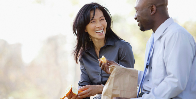 Coworkers Conversing Over Lunch